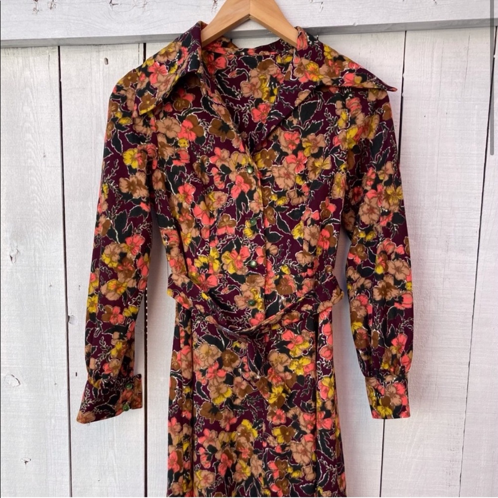 Vintage 60s Handmade Dress with Belt and Collar
